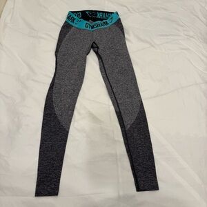 Gymshark Flex High Waisted Seamless Leggings Charcoal Grey Teal Small